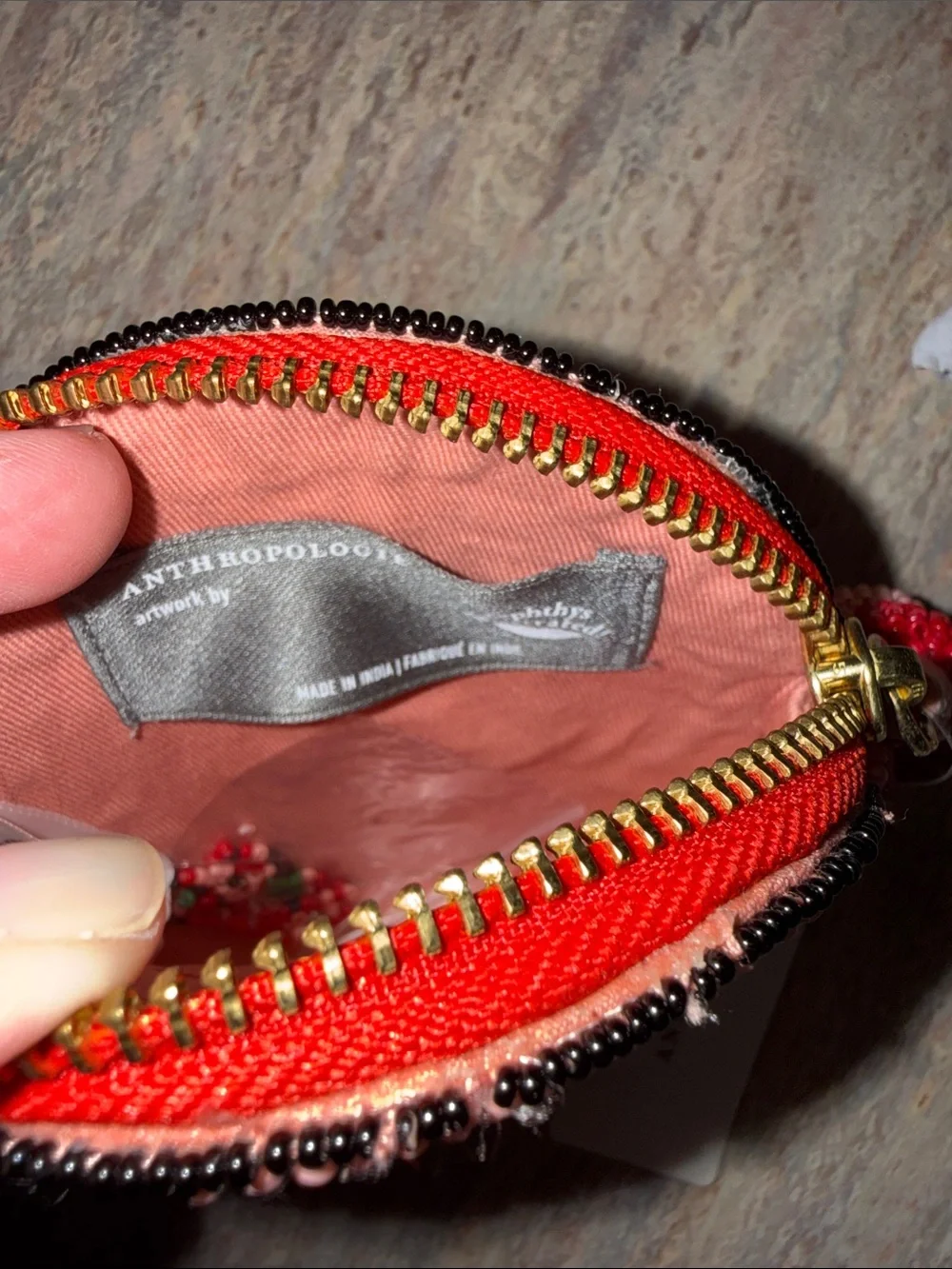 Beaded 'Single Bellini' Pink Coin Pouch